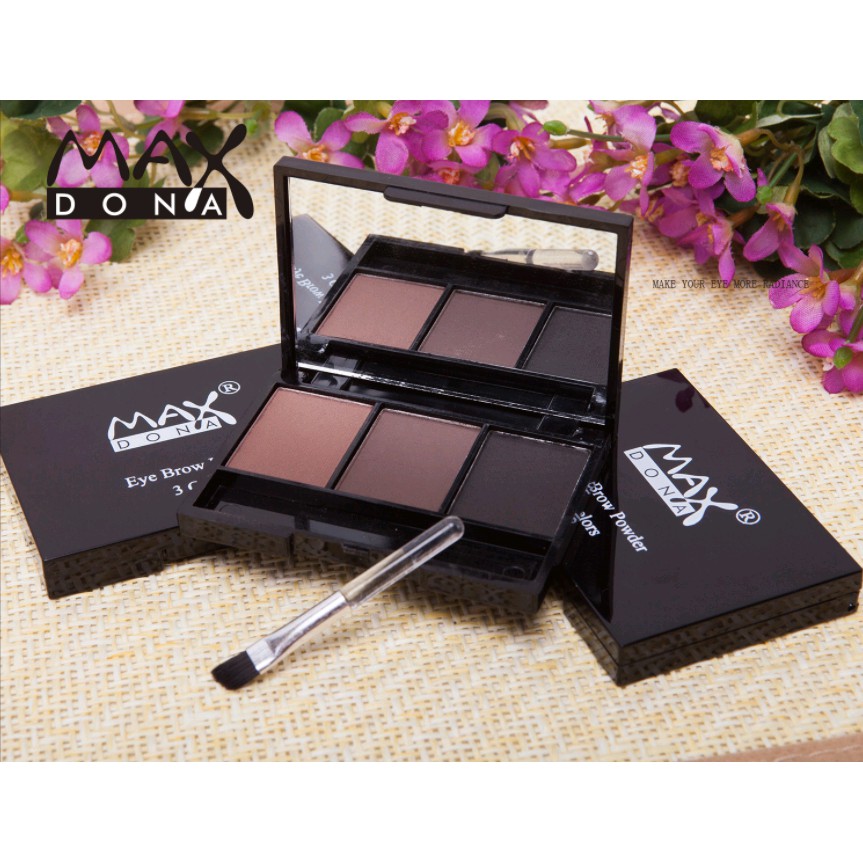 Bột tán lông mày MaxDona - hộp 3 màu kèm cọ tán | BigBuy360 - bigbuy360.vn