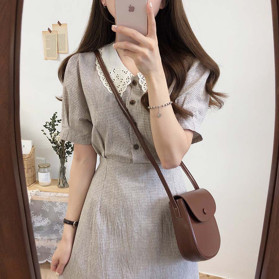 Đầm Nữ - Đầm Dáng Suông Tay Bồng Cổ Sen Họa Tiết Vintage Phong Cách Hàn Quốc | BigBuy360 - bigbuy360.vn