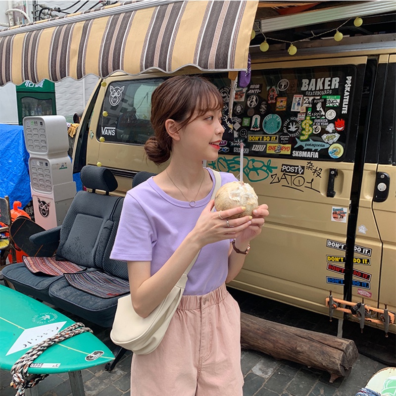 Túi đeo vai IELGY vải canvas hình bánh bao phong cách Nhật Bản thời trang cho nữ