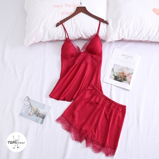 Set ngủ lụa 2 dây sexy Helen cộc