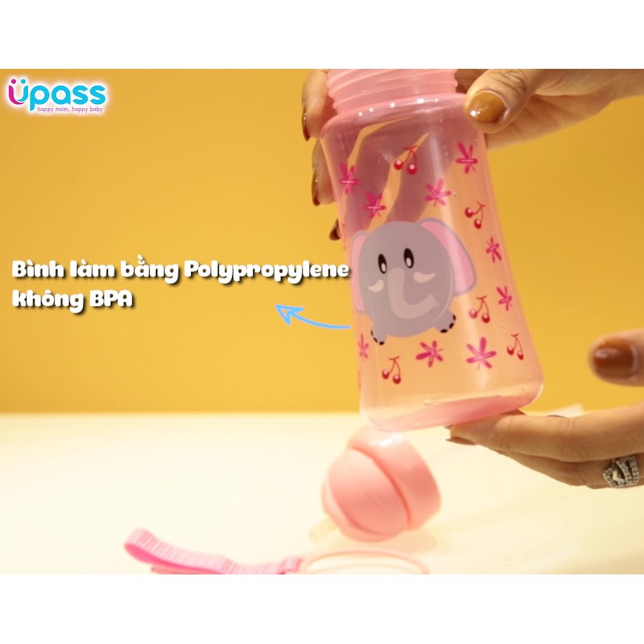 Bình tập uống nước 300ml Upass cho bé, có ống hút tiện lợi Bình tập uống upass UP0090N