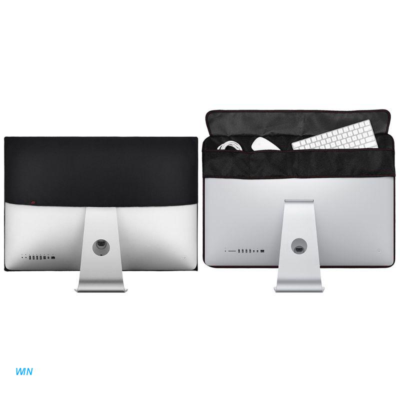 Bao Da PU Màu Đen Chống Bụi Chống Nước Có Ngăn Đựng Thẻ Và Túi Cho Apple iMac Macbook 21/27 Inch