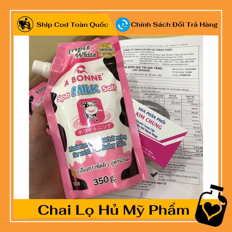 [Hàng chuẩn] Muối tắm sữa bò tẩy tế bào chết 350g, nguyên liệu, công thức làm kem trộn body trắng da.