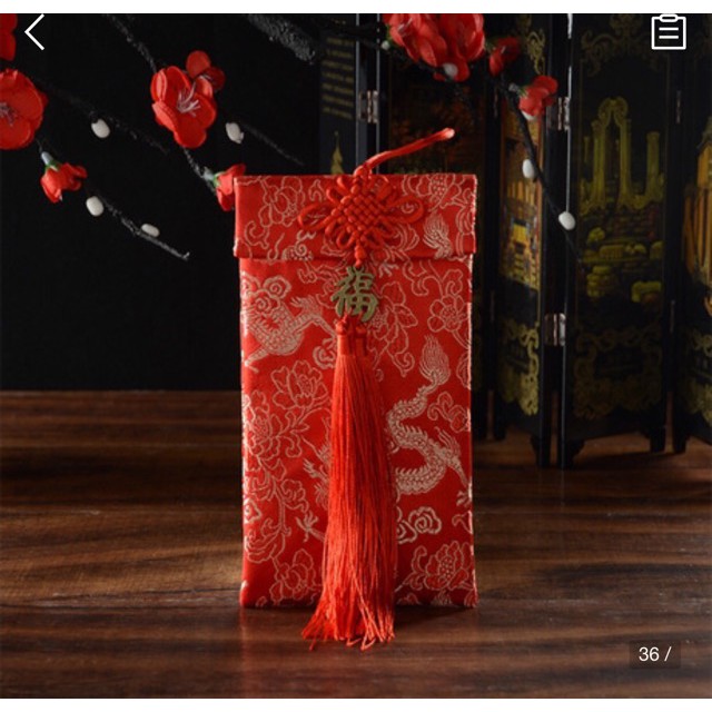 Bao Lì Xì Vải Gấm rồng- phượng- cổ trang