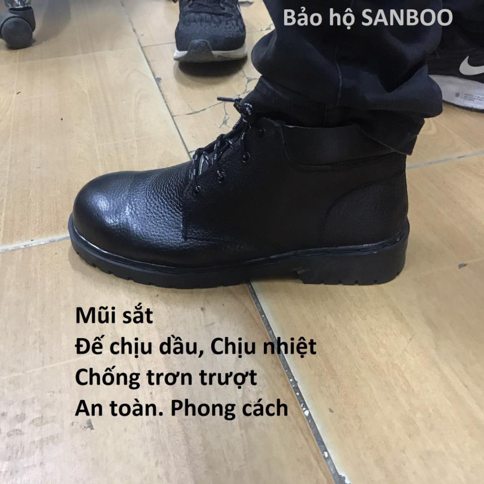 Giày bảo hộ lao động Cao cổ – Da thật - Đế chịu dầu - Chống va đập - Siêu bền bỉ - Đế đen .