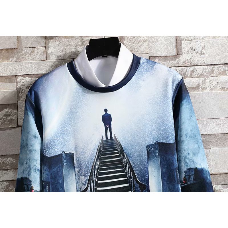 Áo sweater giả cổ sơ mi in họa tiết bầu trời 3D thời trang cho nam | BigBuy360 - bigbuy360.vn