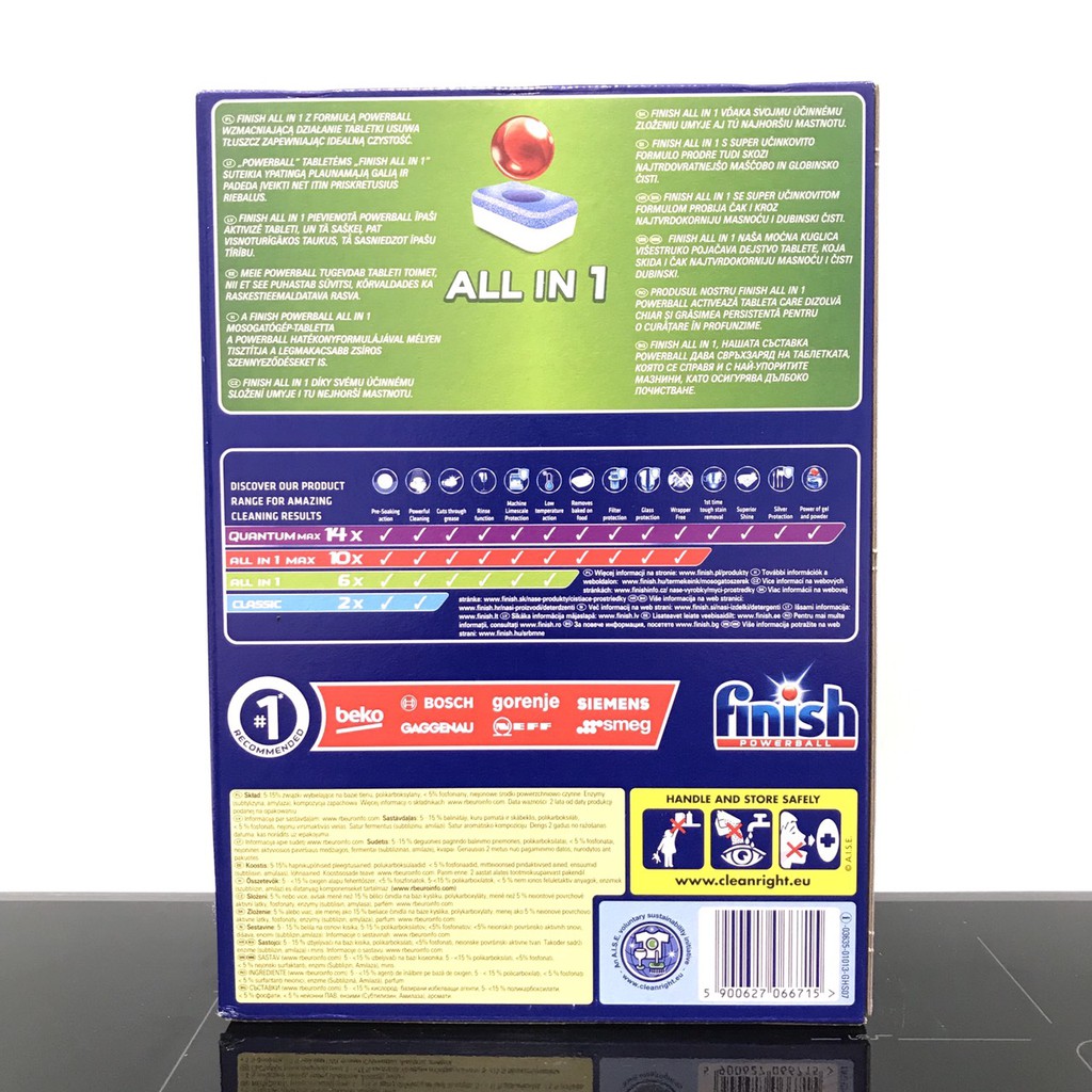 Viên rửa bát Finish All In 1 hộp 100 viên [Hàng Đức]