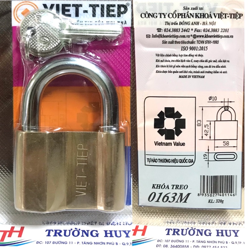 Khoá đồng treo Việt Tiệp 0163M - Bảo hành 2 năm
