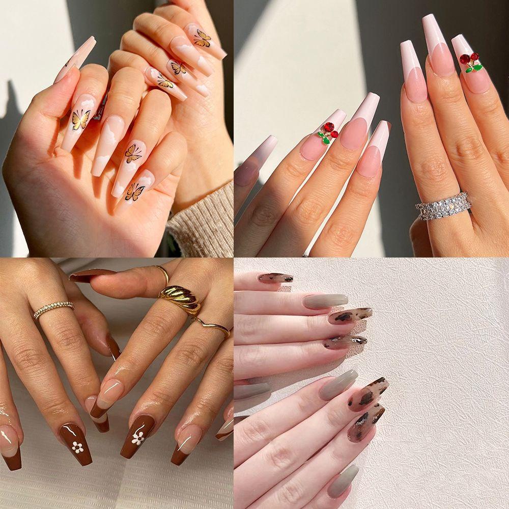 HS Bộ 24 Móng Tay Giả Che Phủ Toàn Diện Tháo Rời Được