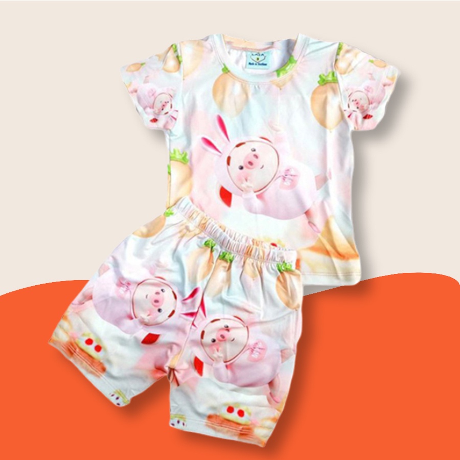 Bộ thun lạnh bé gái bộ 3D in hình Elsa pony thỏ cotton thoáng mát HEBI KIDS cho bé từ 0 đến 9 tuổi