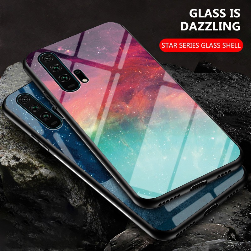 Starry Sky Phone Case Honor 20 Pro 10 lite 9 lite Play 3 Hard Tempered Glass Cover Shockproof