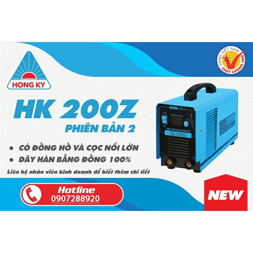 Máy hàn que điện tử Hồng Ký HK 200Z  Tặng Kèm Mặt Nạ Hàn Và Bao tay len