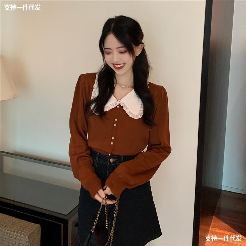 HÀNG CÓ SẴN_601. ÁO LEN CỔ LÁ THANH LỊCH DỄ THƯƠNG