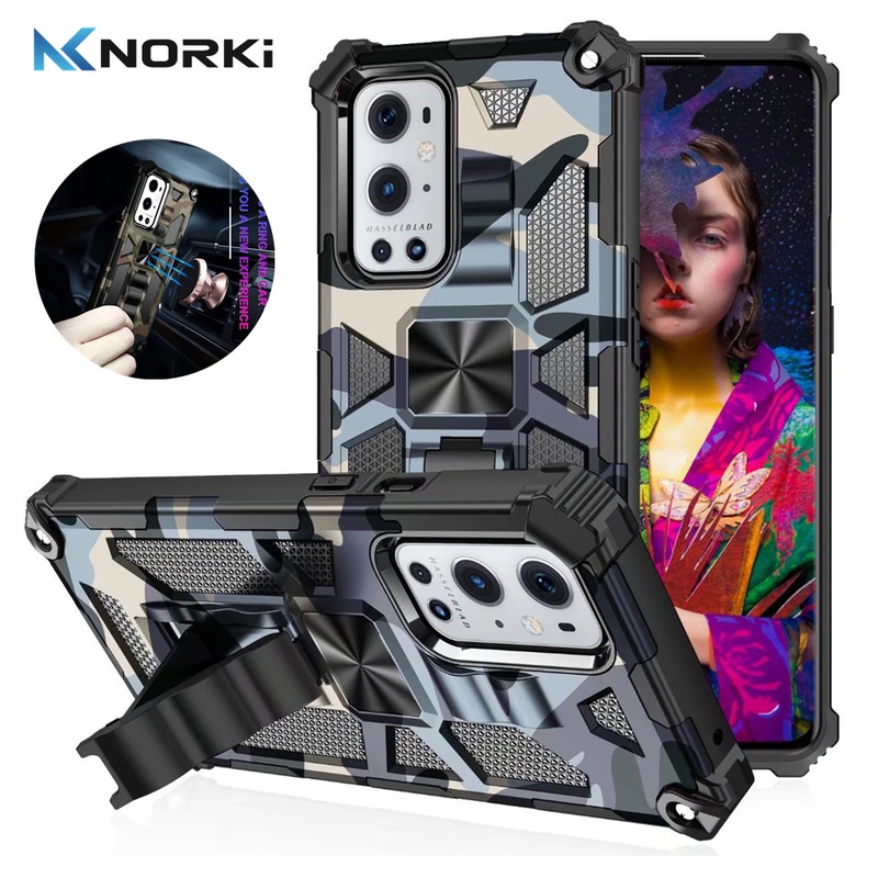Ốp Điện Thoại Kiểu Áo Giáp Chống Sốc Họa Tiết Rằn Ri Có Giá Đỡ Nam Châm Cho Oneplus 9 Pro Oneplus Nord N10 Nord N100 N200 5G