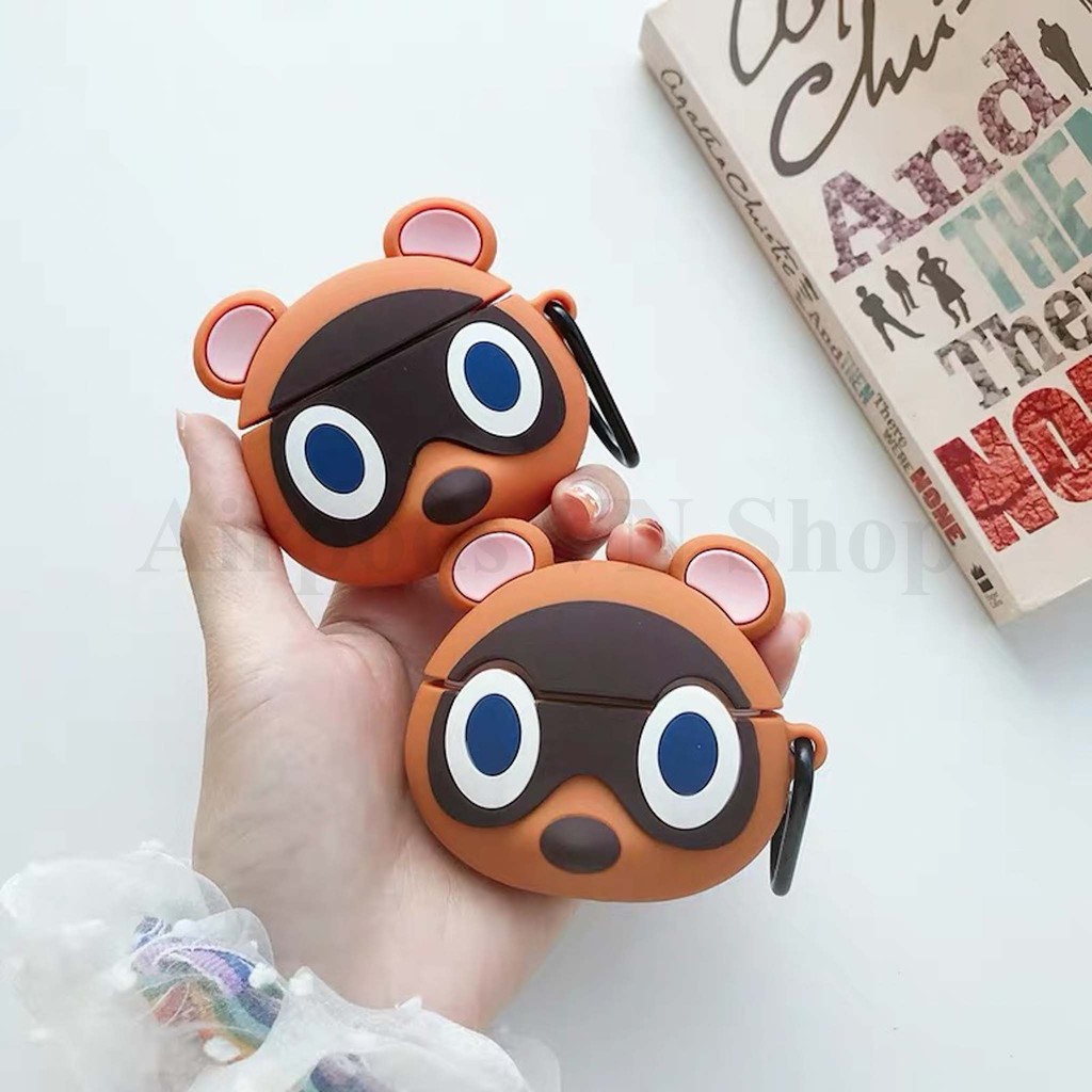 Ốp case Airpods 1/2, Airpods Pro chồn mắt to kute 3D silicon cao cấp