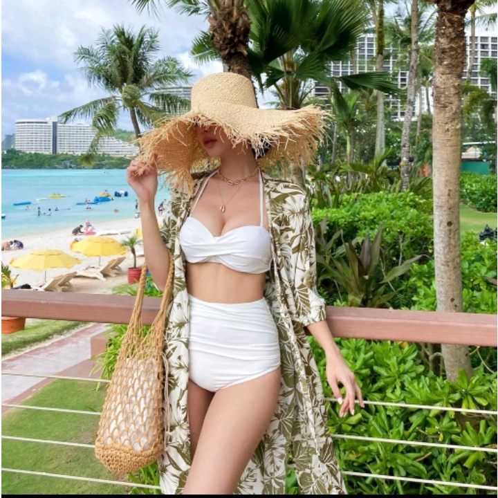 Bikini nữ đồ bơi đi biển 2 mảnh xoắn nhún cạp cao VATIXA BKN99