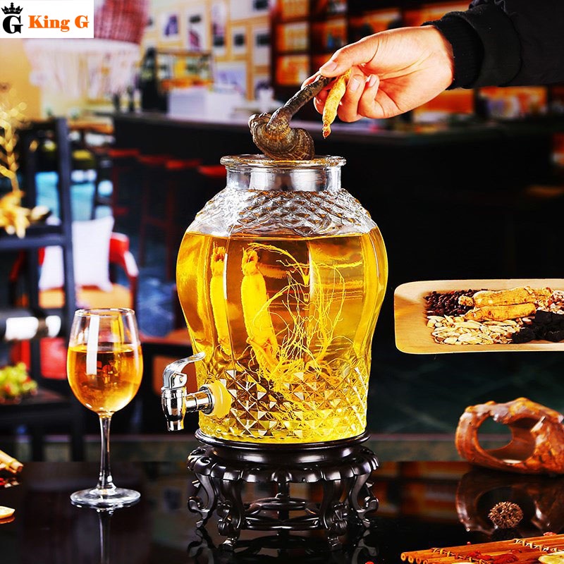 Bình Thủy Tinh  King G - Bình Thủy Tinh Ngâm Rượu Họa Tiết Kim Cương Dung Tích 3L, 6L, 8L, 10L, 15L, 25L -BKC01