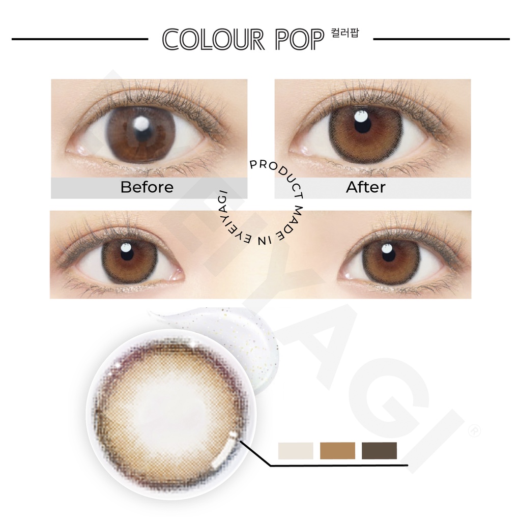 [LENS KHÔNG CẦN NGÂM] EYEIYAGI COLOUR POP CHOCO Tone Choco nhẹ nhàng PREMIUM SILICONE HYDROGEL | Chính hãng HÀN QUỐC