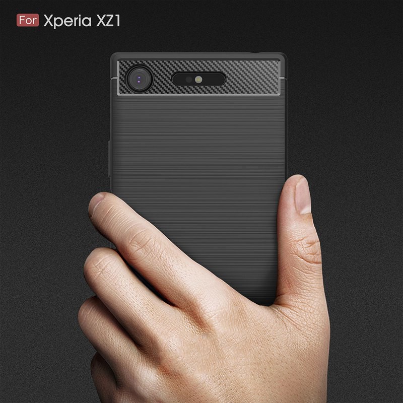 Ốp điện thoại nhựa TPU mềm sợi carbon chống sốc màu trơn thời trang cho Sony Xperia XZ1