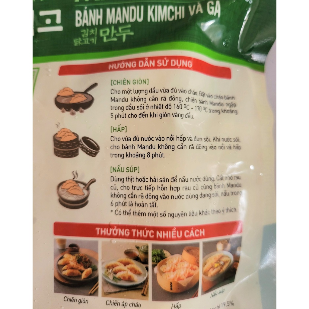 [Gói 350g – KIM CHI GÀ ] BÁNH XẾP MANDU HÀN QUỐC Bibigo [VN] CJ FOODS Dim Sum (nw0)