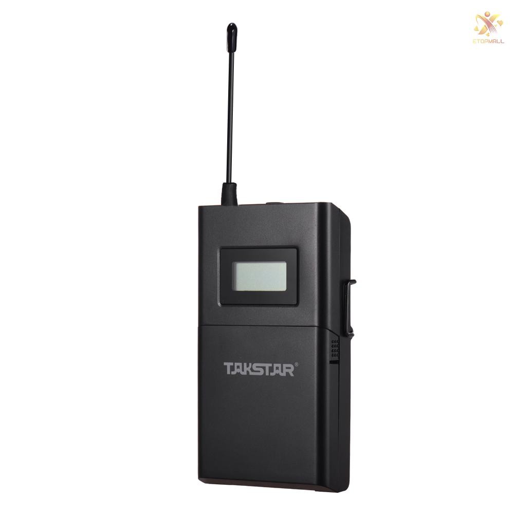 Hệ thống thu phát âm thanh không dây Takstar WPM-200 UHF 50m có tai nghe nhét tai & màn hình LCD 6 kênh
