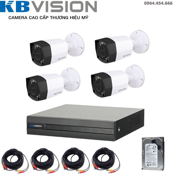 { HOT } Bộ Camera Giám Sát Kbvision 4 Kênh 720P – Trọn Bộ Camera Quan Sát Đầy Đủ Phụ Kiện Lắp Đặt