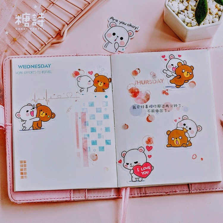 [ QUÀ TẶNG] Bộ 4 sticker cute dán màn hình, bàn học, tủ, mũ bảo hiểm, vali