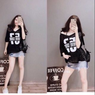 Sét áo thun giấy Quảng châu phom rộng kèm áo 2 dây