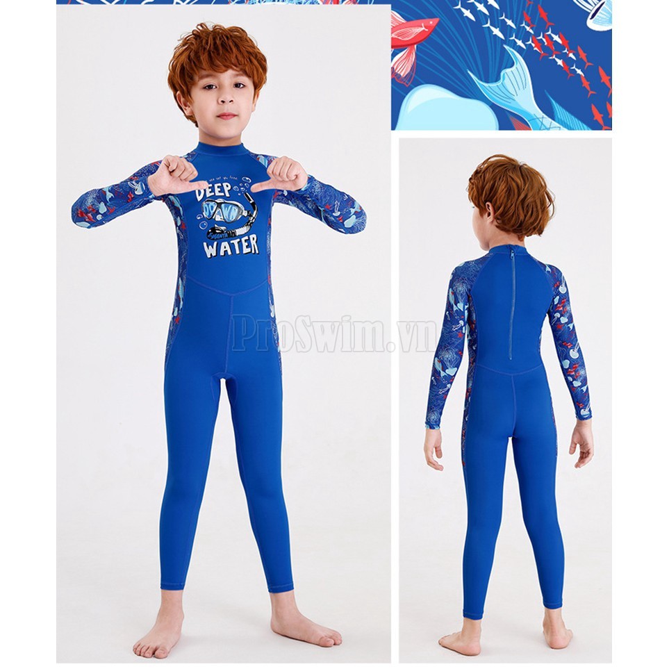 Đồ Bơi Dive&Sail Bé Trai Bé Gái Liền Thân Chống Nắng Tránh Đen Da Giữ Ấm Nhẹ Co Giãn 4 Chiều 1-11 Tuổi 10-30kg 90-140cm