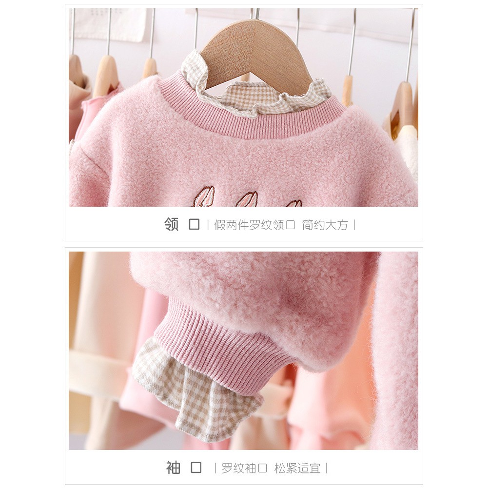 Áo len lông cừu lót nhung phong cách HÀN QUỐC cho bé gái