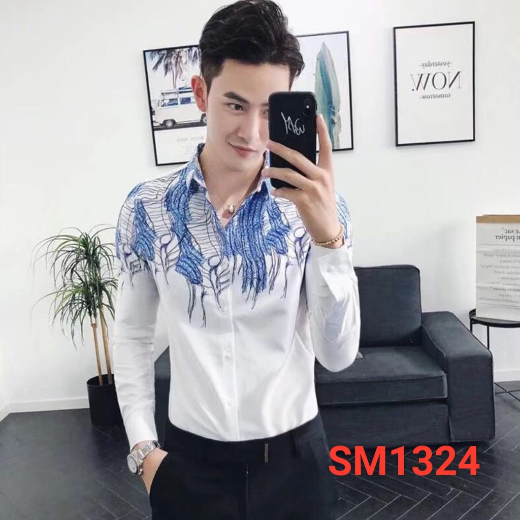 Áo sơ mi nam họa tiết hoa văn SM1324 - Dài tay