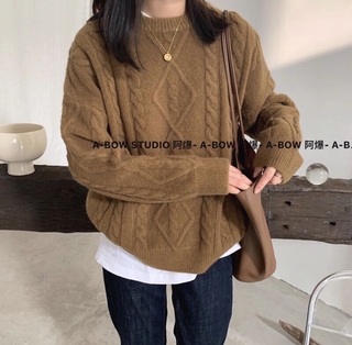Áo len trám cổ tròn A-6975