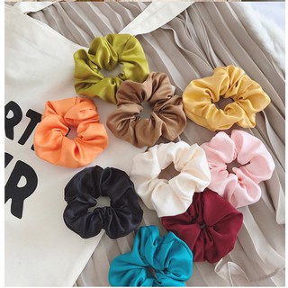 DÂY BUỘC TÓC SCRUNCHIES MÀU TRƠN VINTAGE LỤA