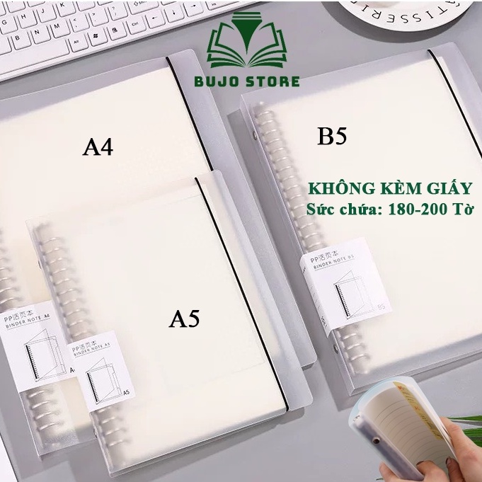 Binder bìa sổ còng A4 B5 A5 A6 nhựa cứng bullet journal văn phòng phẩm