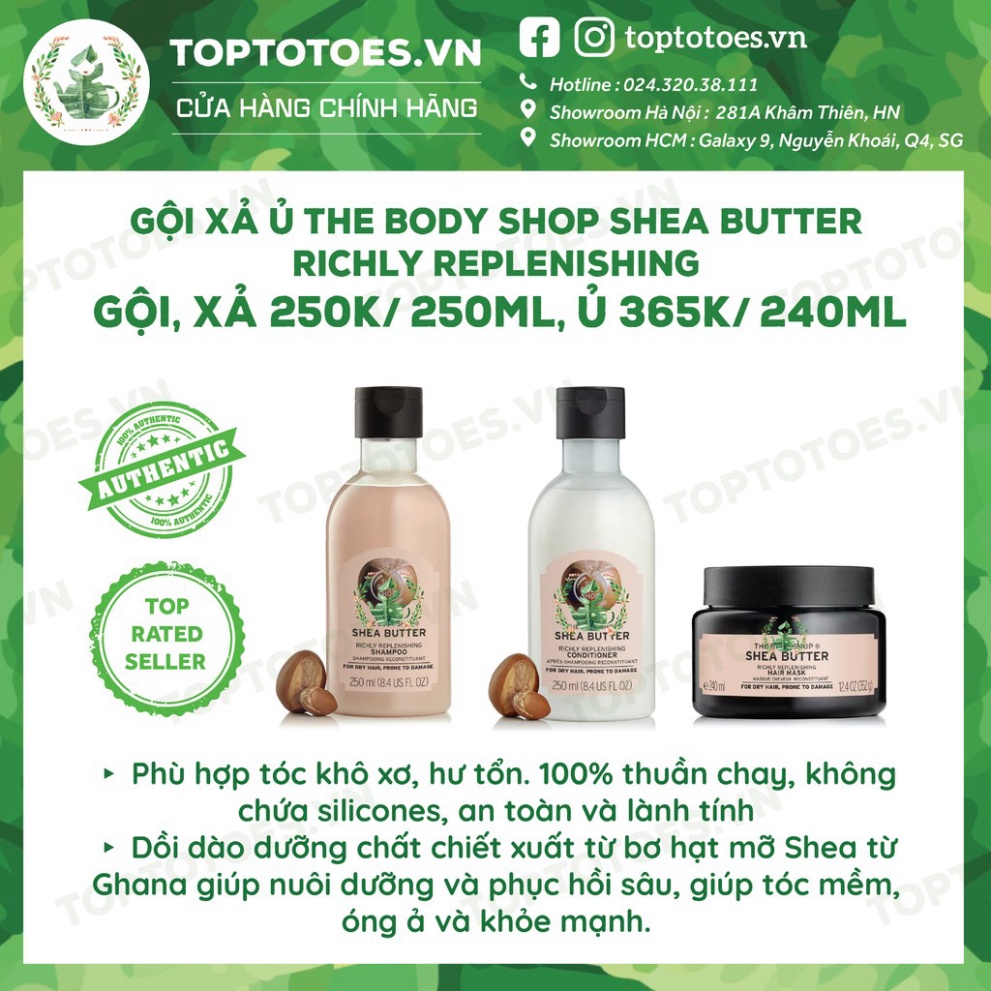 HẠ NHIỆT MÙA HÈ Gội xả ủ The Body Shop Strawberry/ Shea Butter/ Green Tea cho tóc mềm thơm, chắc khỏe CHỈ HÔM NAY