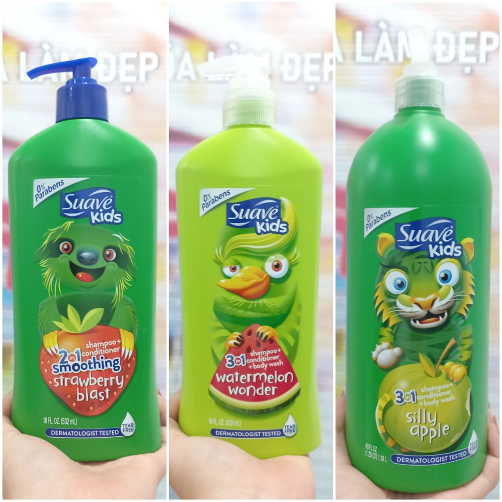 Sữa tắm gội Suave Kids Silly Apple 1.18L / Watermelon Wonder 532ml / Strawberry Blast 532ml