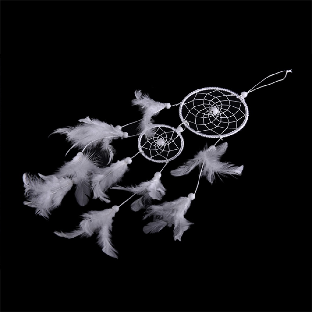 Dreamcatcher Đính Lông Vũ Màu Trắng Treo Tường Trang Trí