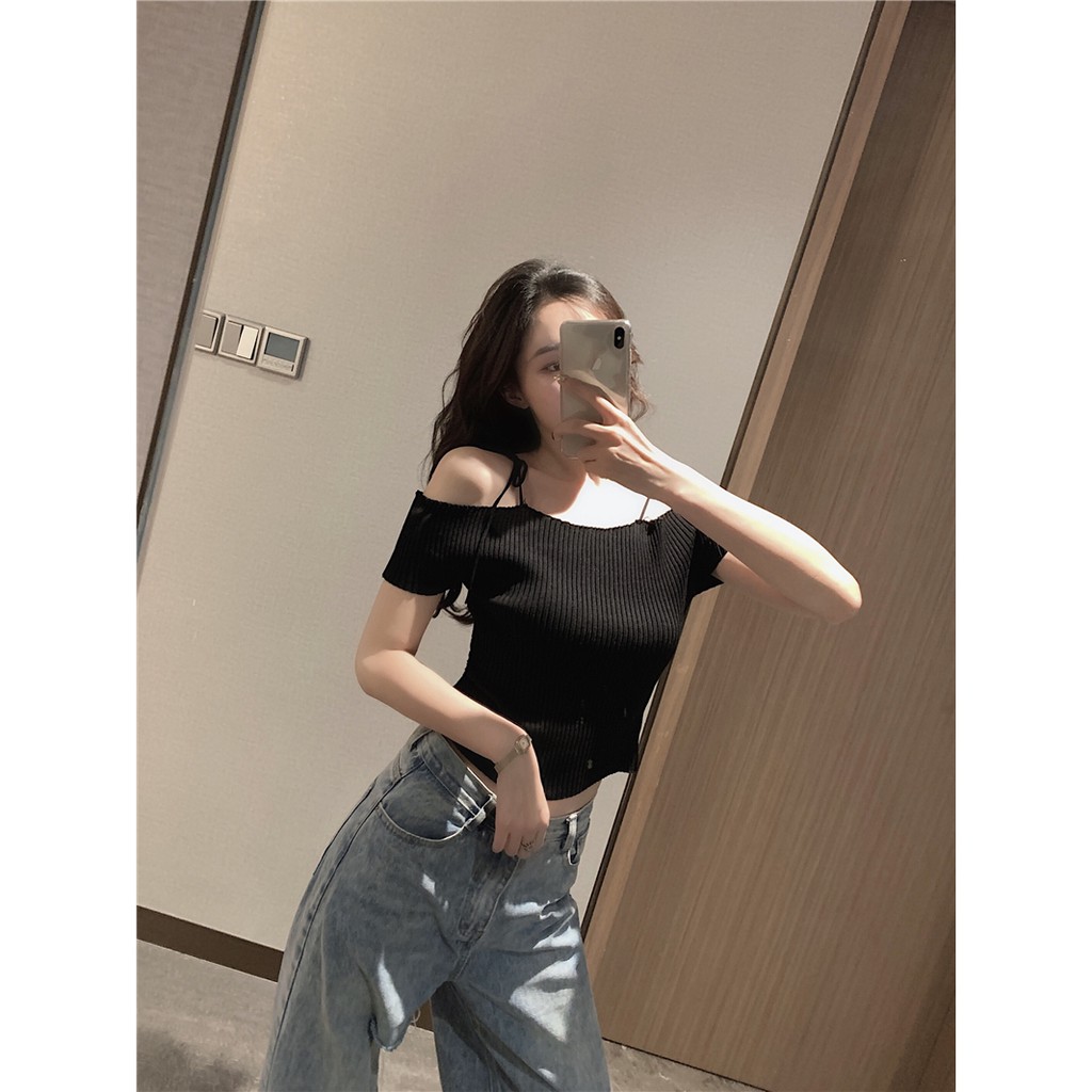 Áo Dệt Kim Hai Dây Màu Trơn Form Ôm Quyến Rũ | BigBuy360 - bigbuy360.vn