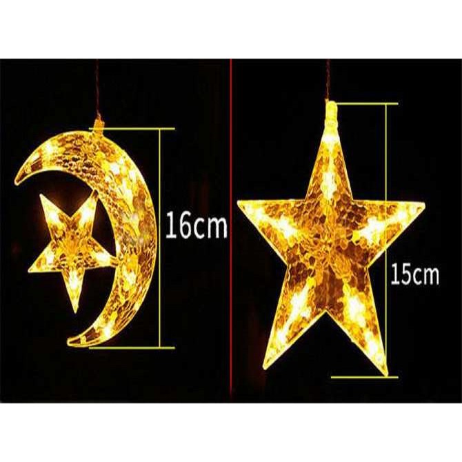 BỘ RÈM DÂY ĐÈN LED 6 HÌNH TRĂNG SAO 138 LED DÀI 3 MÉT