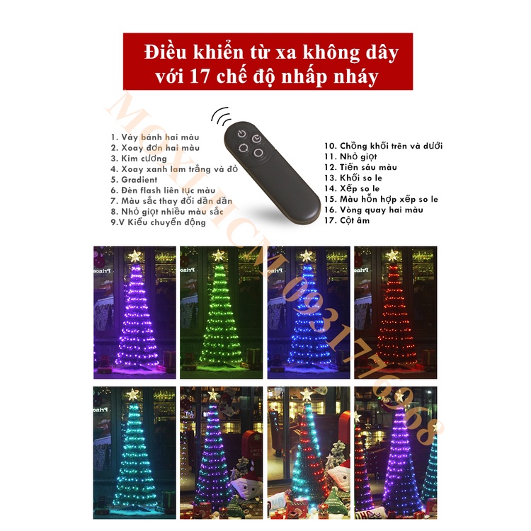 [ĐẦU CẮM ĐIỆN] BỘ đèn LED cây thông điều khiển từ xa 1.2M 1.5M 1.8M trang trí DECOR giáng sinh đầy đủ màu sắc MOXI.
