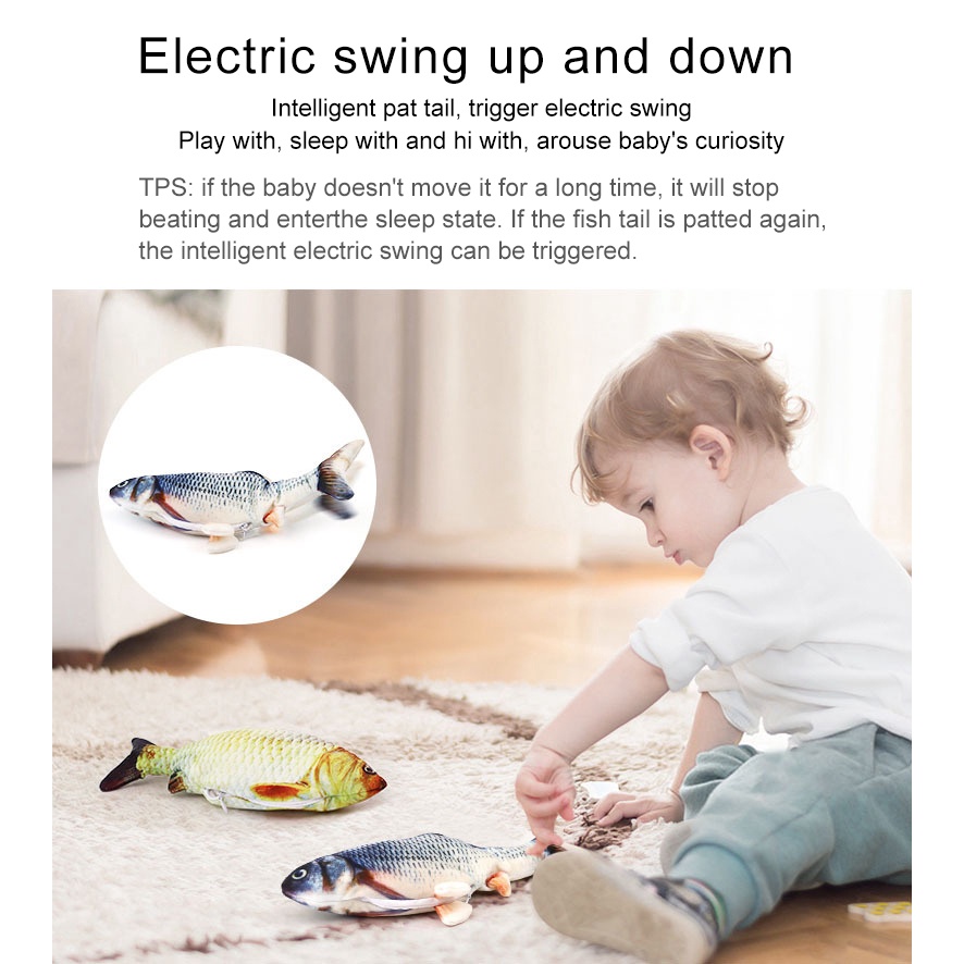 Cá nhảy đồ chơi HDY có thể nhảy được sạc bằng điện đầu cắm USB vui đùa cho mèo quà si