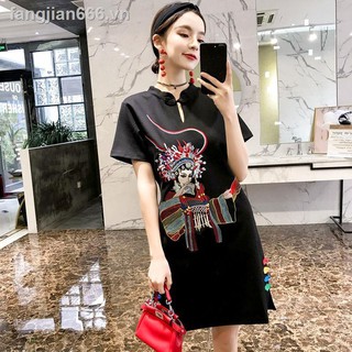 ☜◑♞Cheongsam modified dress popular in the summer of 2019 with a young girl Chinese national wind restoring ancient ways