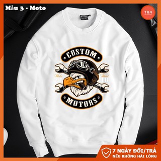 Áo thun nam dài tay, BST áo trắng chất nỉ thái dày mịn  in 3D đầu lâu SW316