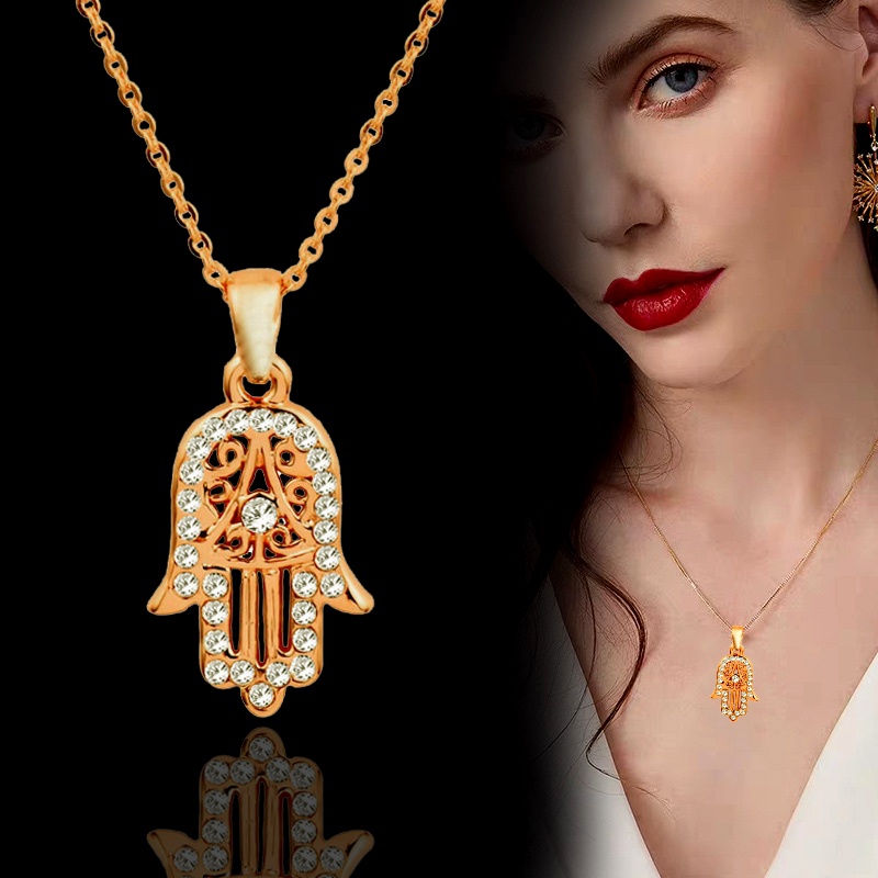 SINLEERY Bàn tay cổ điển của Fatima Hamsa Mặt dây chuyền vòng cổ Màu vàng hồng Chuỗi màu lòng bàn tay Tuyên bố đồ trang sức cho phụ nữ XL681