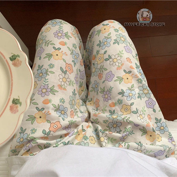 Quần Dài Lưng Cao In Họa Tiết Hoa Phong Cách Hàn Quốc Thời Trang Mùa Hè Độc Đáo Cho Nữ