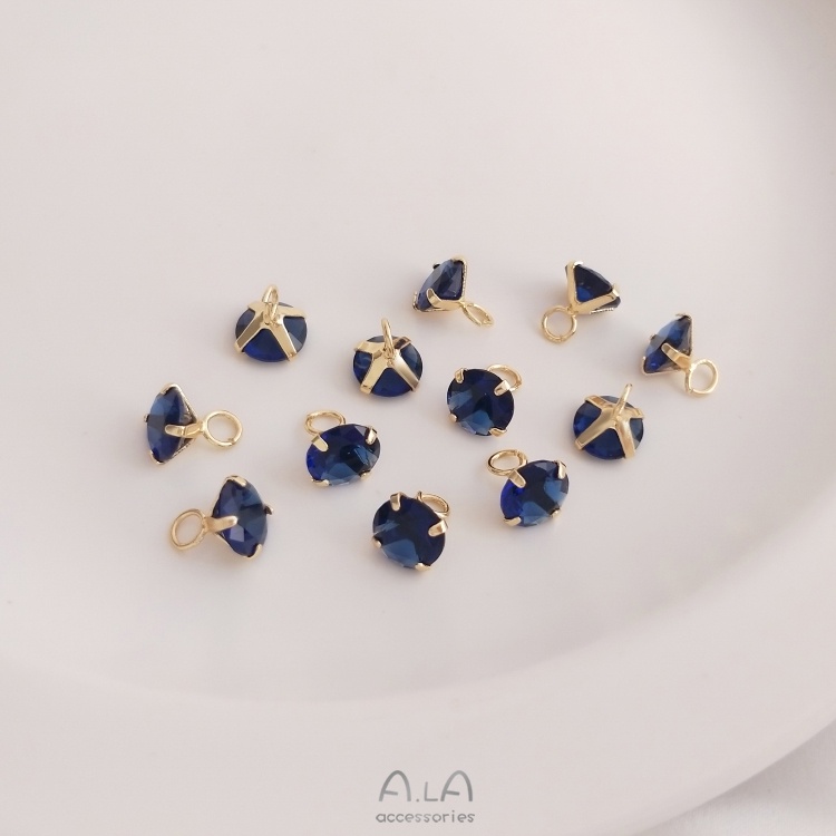 Mặt Dây Chuyền Thủ Công Bằng Đồng 14K Đính Đá Zircon Nhiều Màu Sắc 7mm