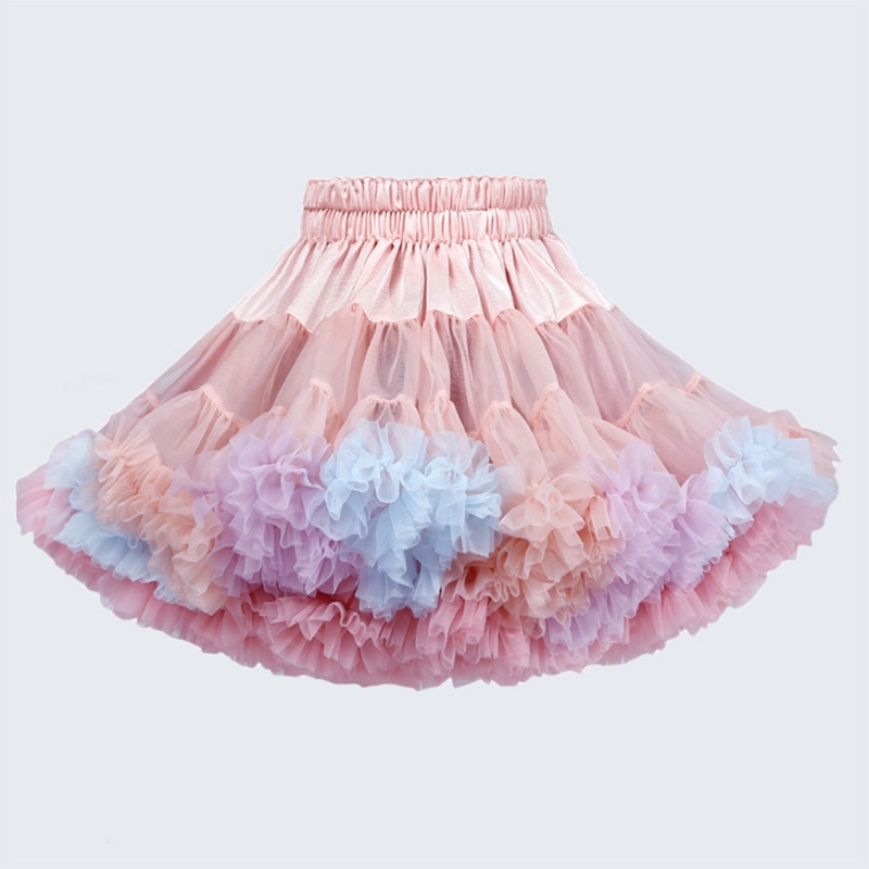 Chân váy xòe tutu nhiều lớp màu sắc cầu vồng xinh xắn cho bé gái
