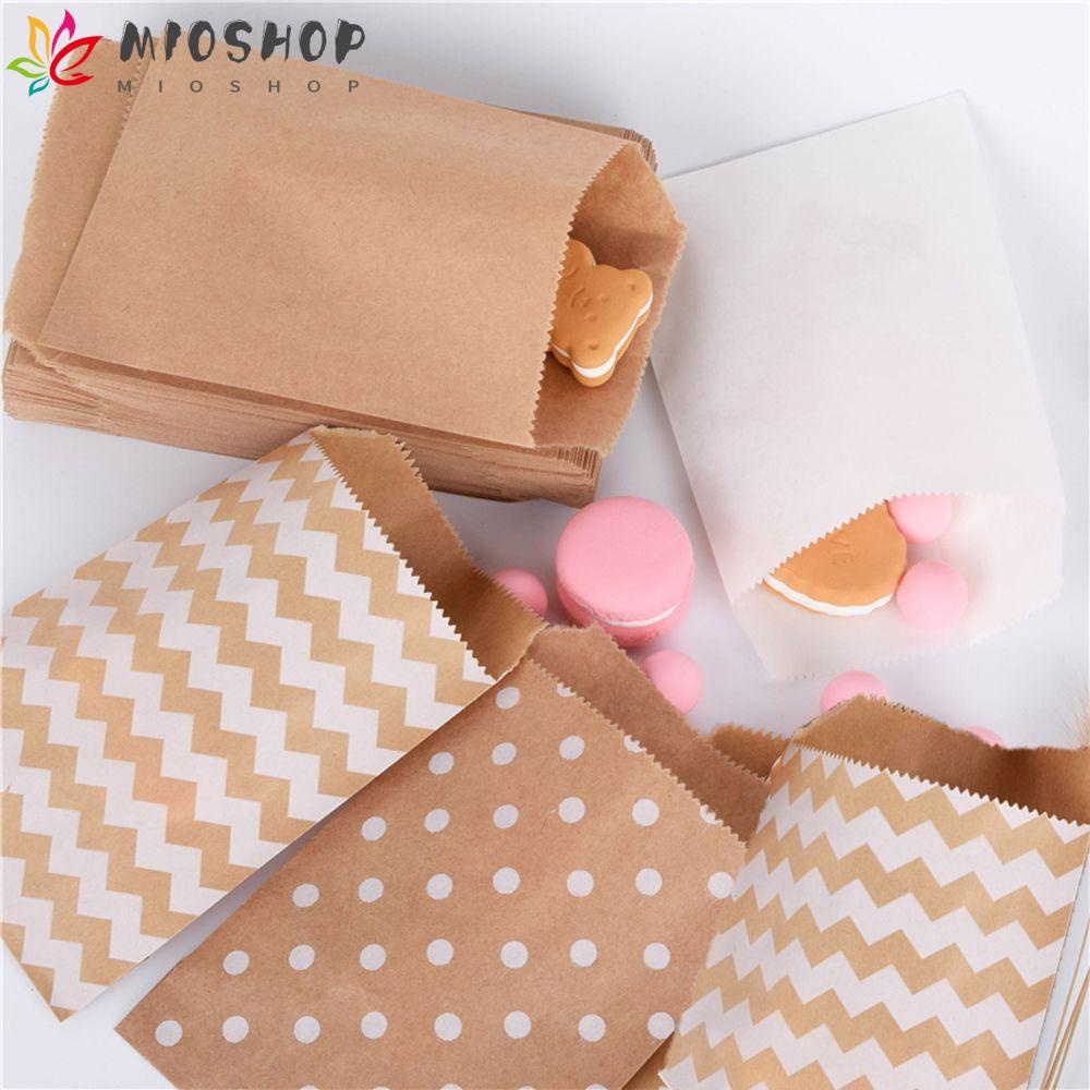 MIOSHOP 50pcs Wave Dot Kraft Paper Candy Biscuit Bags
