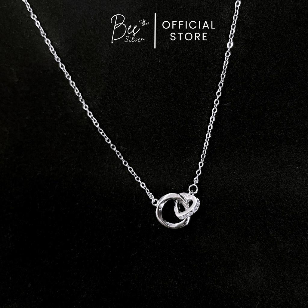 Dây chuyền bạc nữ 925 mặt trái tim tròn nối nhau Bee Silver Amora Necklace