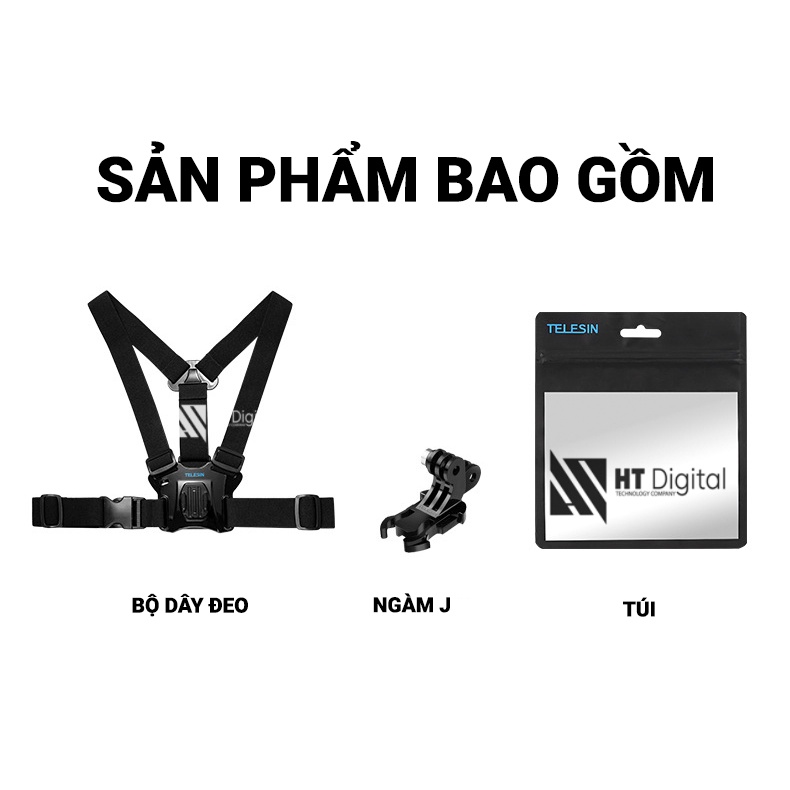 Dây đeo Ngực gắn camera Gopro, OSMO Action cam TELESIN, Phụ kiện dây đeo ngực cho máy quay thể thao